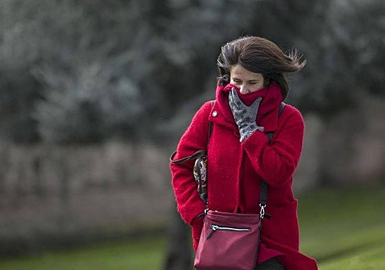Una mujer se protege del frío.