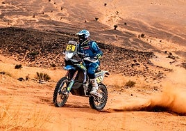 Lorenzo Santolino, durante la última jornada en el Dakar.