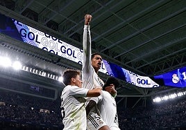 Bellingham celebra el tanto de la victoria.