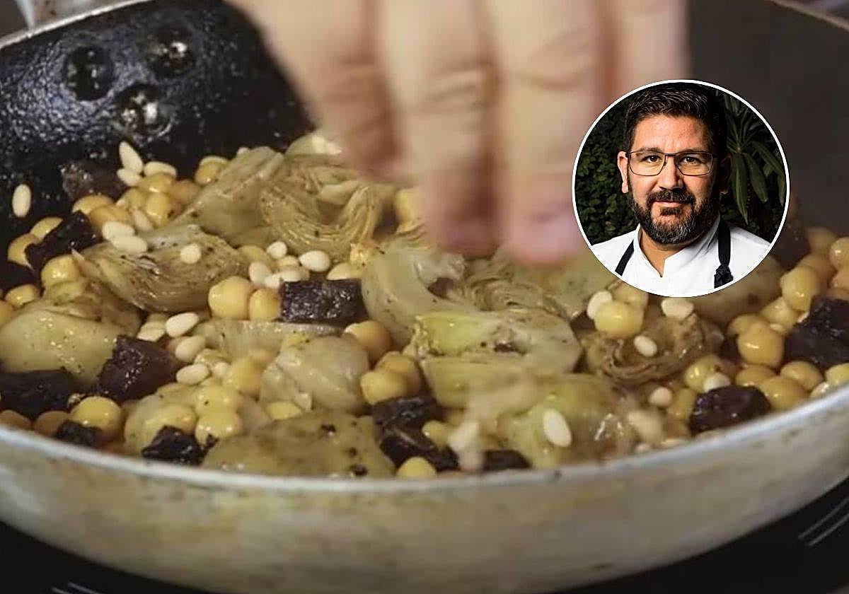 Dani García, cocinando el plato.