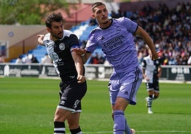 Carlos de la Nava en un compromiso de Unionistas ante el Real Madrid Castilla en el Reina Sofía.