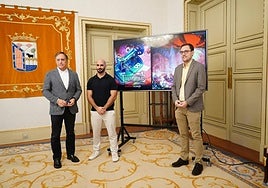 Carlos García Carbayo, David Iglesias y Ángel Fernández Silva, este lunes en el Ayuntamiento.