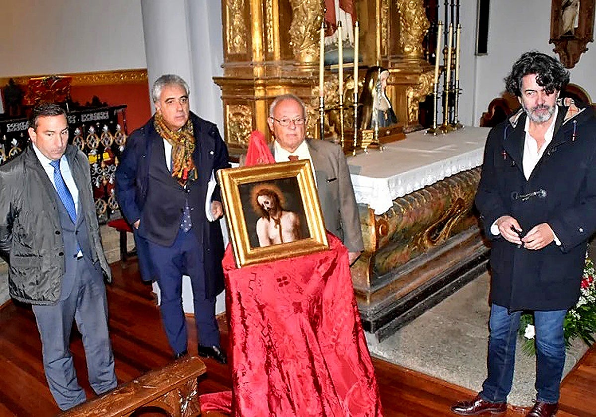 Eloy Ruiz, Juan Carlos Prieto, Gonzalo Santonja y Juan Carlos Martín, en la entrega del Ecce Homo en 2023.