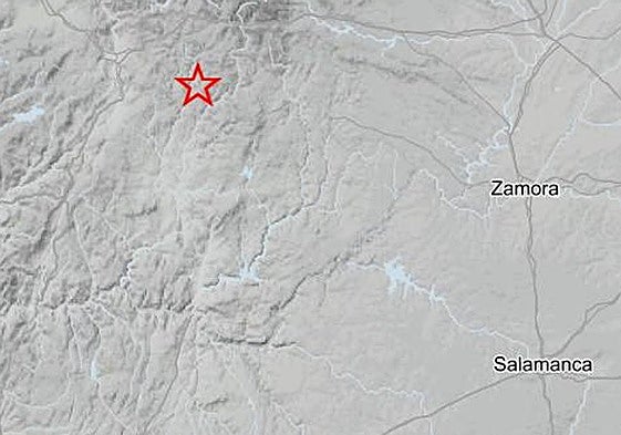 La estrella roja marca el lugar exacto del terremoto.