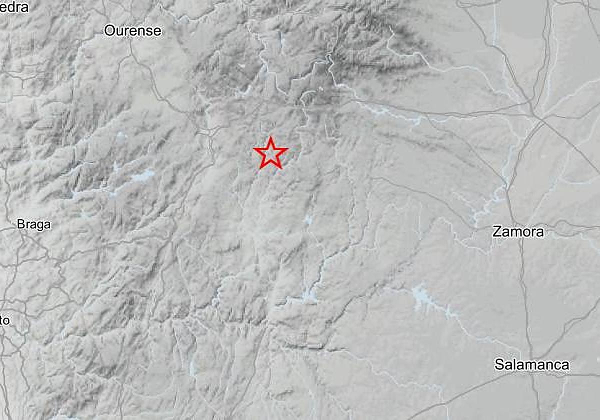 La estrella roja marca el lugar exacto del terremoto.