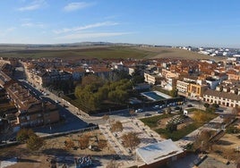 Vista aérea de parte del casco urbano del término municipal de Carbajosa de la Sagrada.