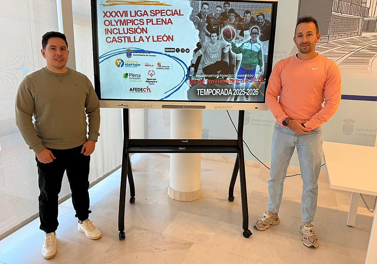 El concejal de Deportes, Jorge Valiente; y el delegado provincial de Deporte Adaptado de Castilla y León, Alberto Mateos