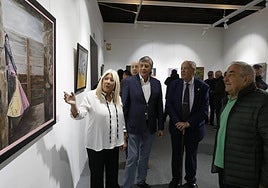 Susana Portillo, José Luis Diego, Pedro Méndez y Chema Sánchez, durante la apertura de la exposición en el Casino.