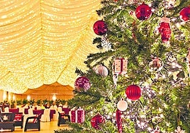 Carpa de celebraciones de El JardÍn de Páramo, preparada para la Navidad.