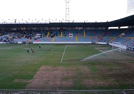 Estado del césped del Helmántico en el área del Fondo Norte. L