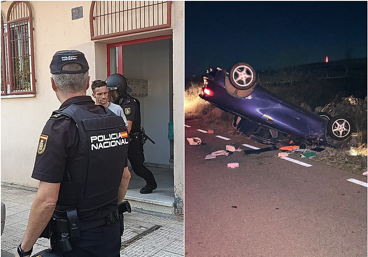 La detención de R.G.G. el pasado mes de agosto en Puente Ladrillo y el coche volcado en la carretera DSA-106, a su paso por Arapiles.