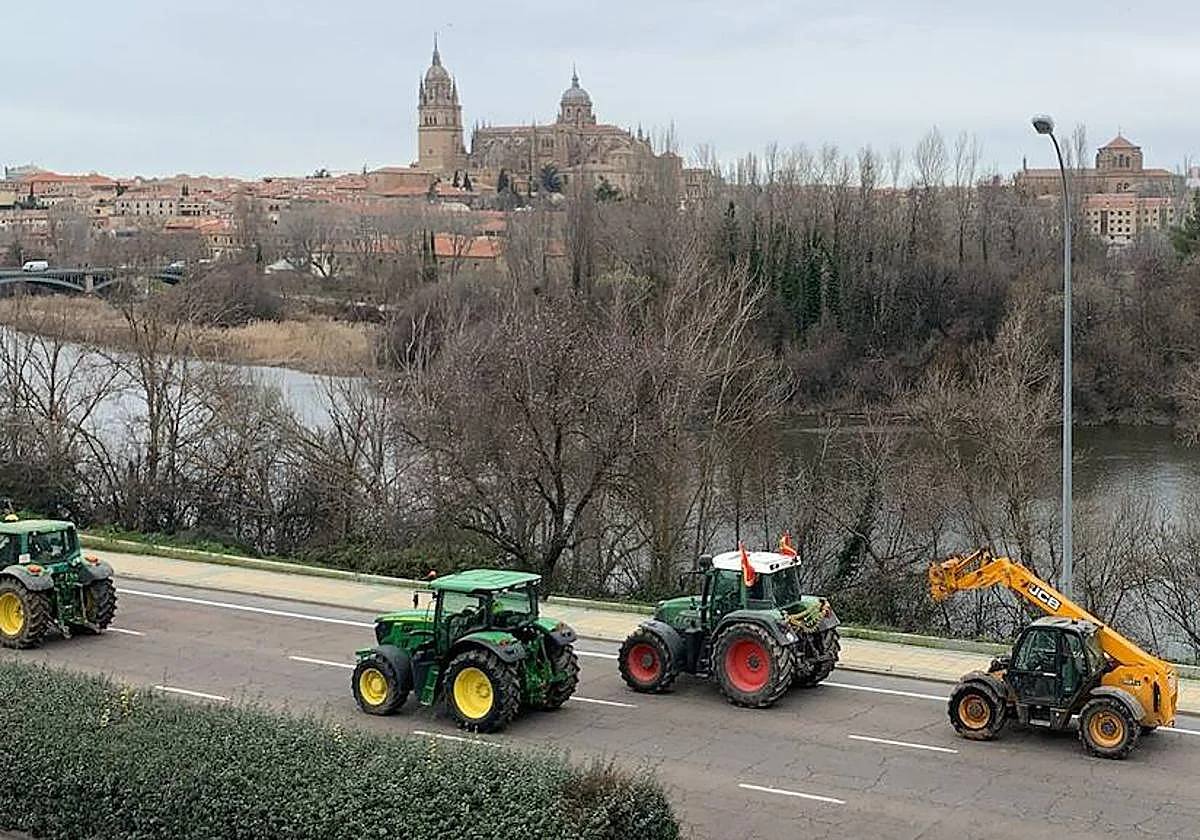 Una protesta agraria en Salamanca.