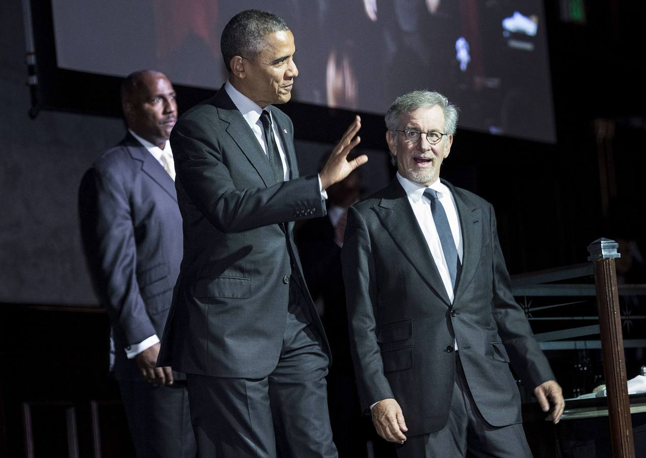 Obama y Spielberg, a su llegada a la gala
