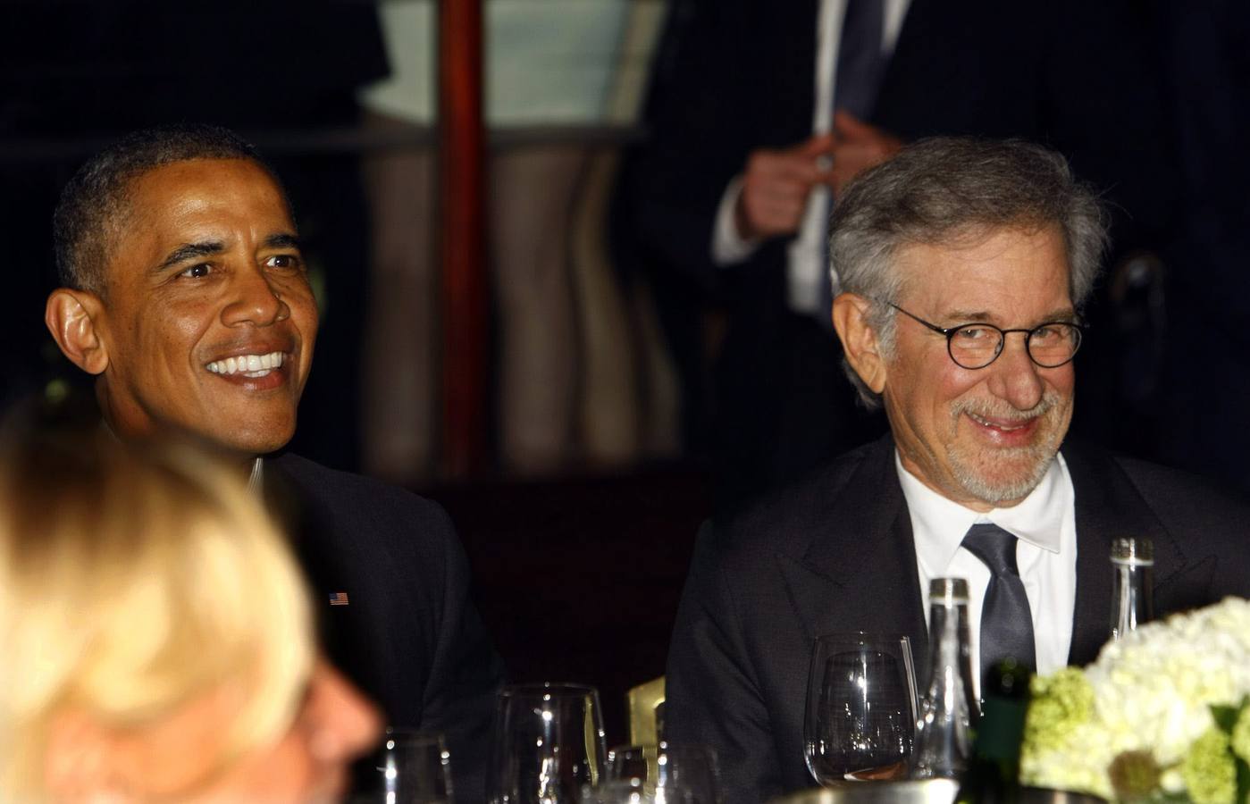 Obama y Spielberg, durante un momento de la gala.