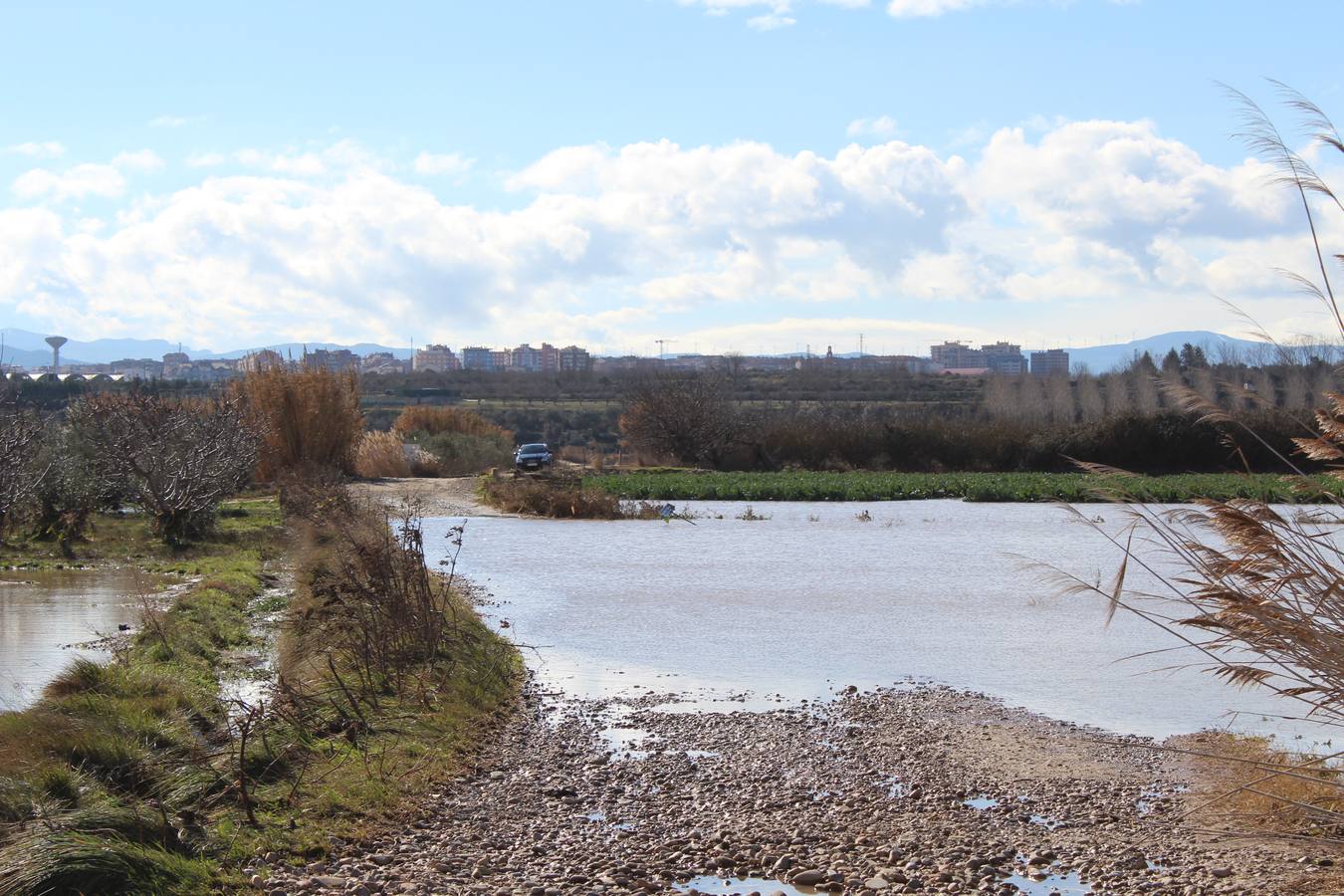 Los campos de Calahorra, anegados tras la riada