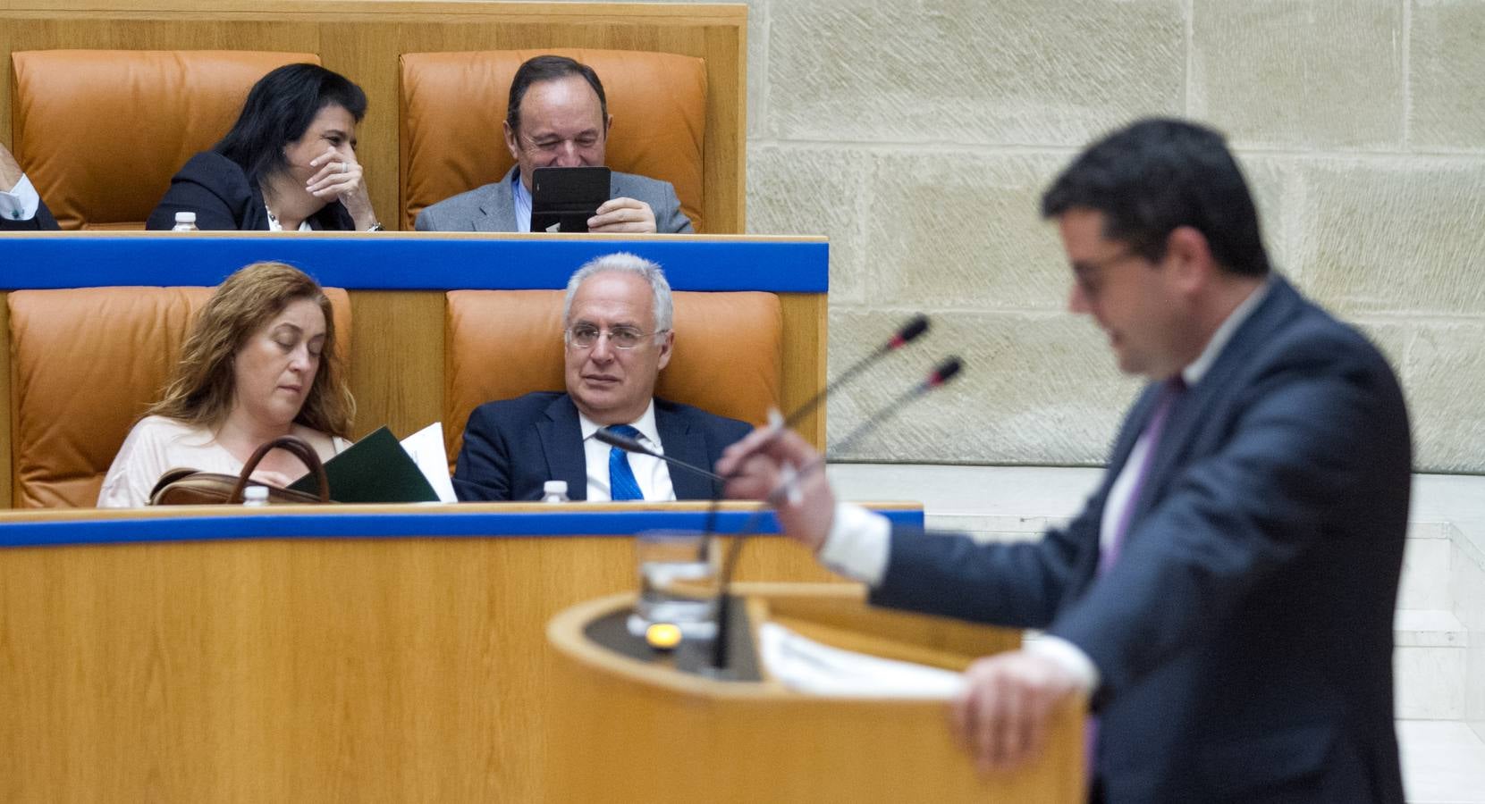 Un día de conversaciones y gestos en el Parlamento riojano