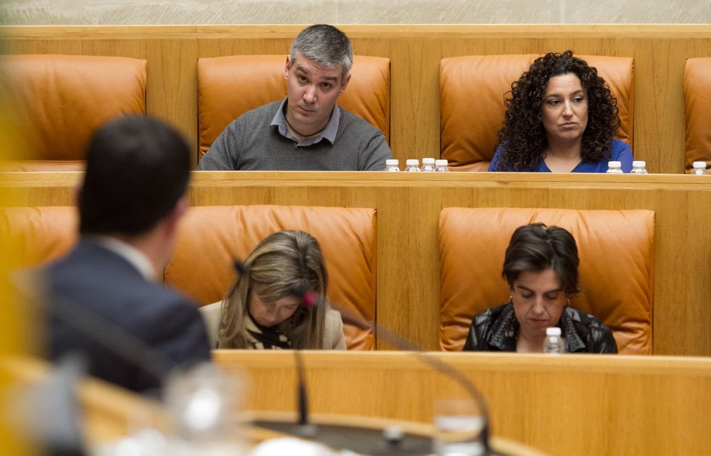 Un día de conversaciones y gestos en el Parlamento riojano