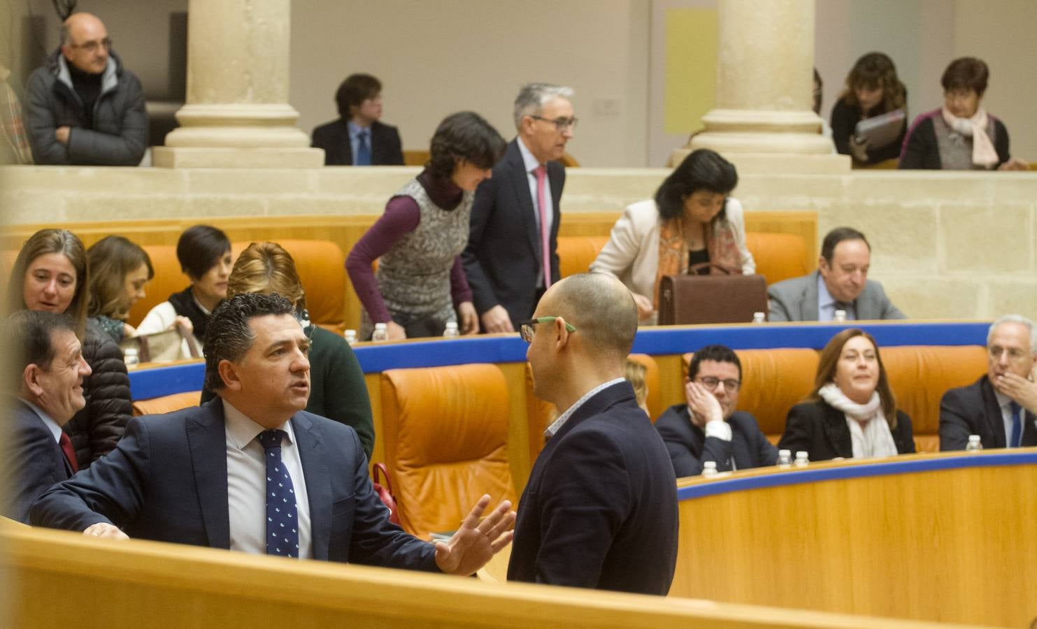 Los gestos en la sesión del Pleno del Parlamento riojano