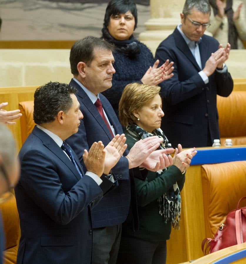 Los gestos en la sesión del Pleno del Parlamento riojano