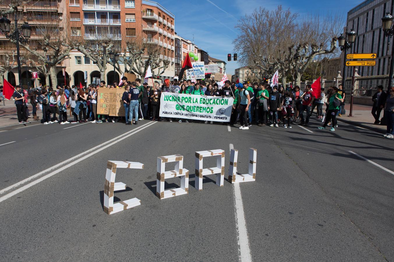 Los estudiantes se manifiestan en Logroño en defensa de la escuela pública