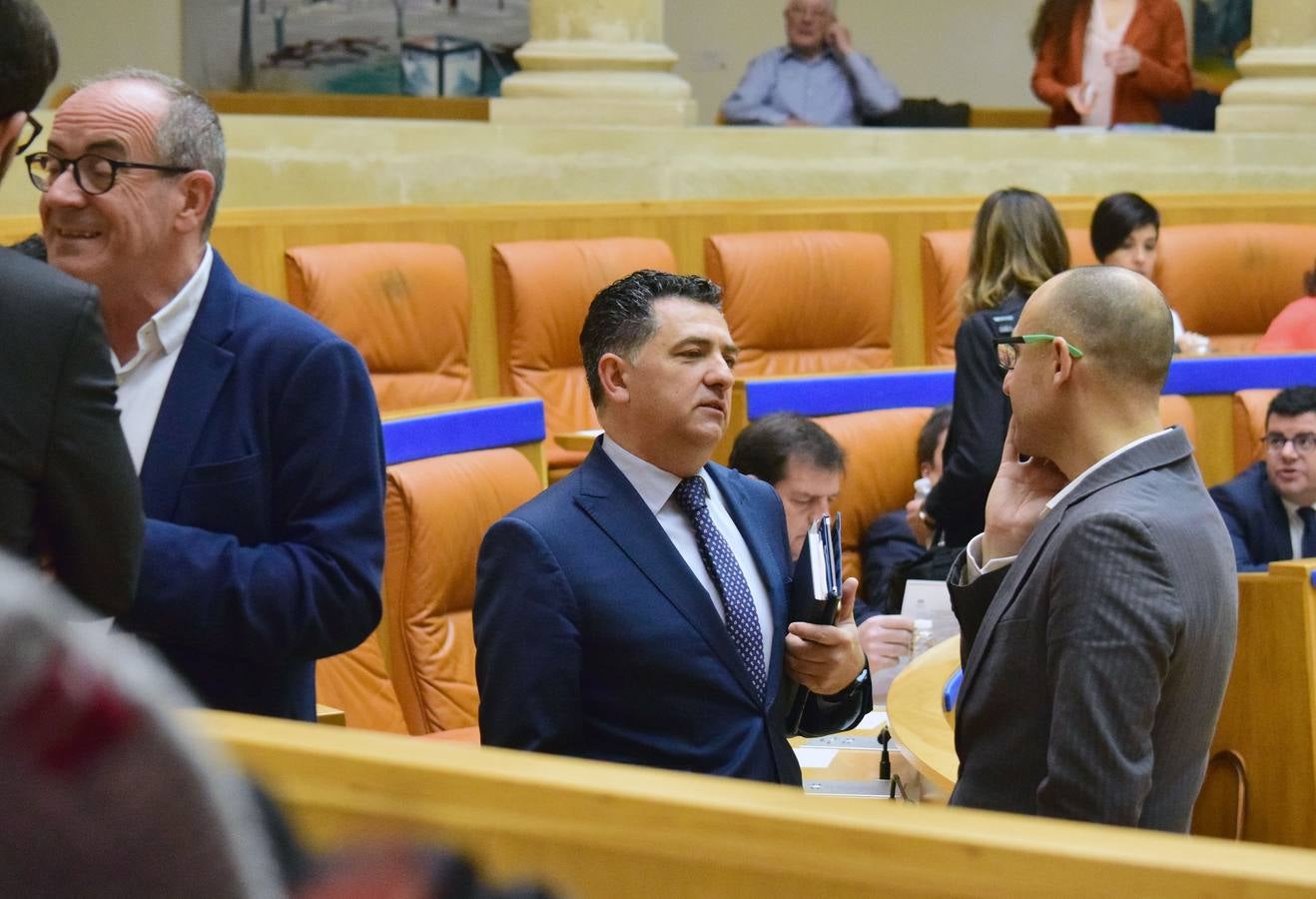 Taurinos, gestos y conversaciones en el pleno del Parlamento riojano