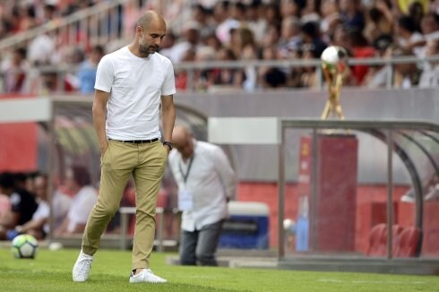 Guardiola, cabizbajo ayer. :: afp
