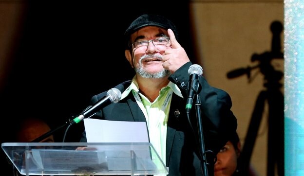 El líder de las FARC, 'Timochenko', se dirige al congreso. :: EFE