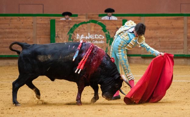 Carlos Ochoa, al natural con 'Peletero', el segundo novillo de Baltasar Ibán. :: 