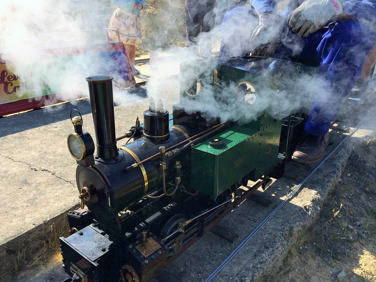 El parque temático del tren de Gimileo celebró este jueves una jornada con ferrocarriles a escala