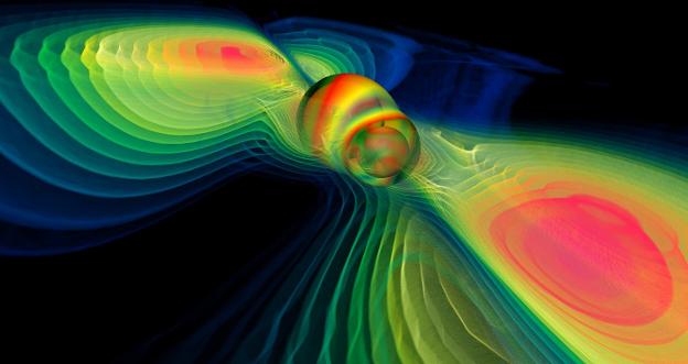 Representación de las ondas gravitacionales, captadas por los observatorios LIGO en Estados Unidos. :: r. c.