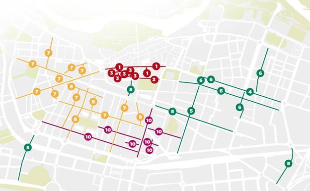 El mapa de situación de las calles y la decoración. 