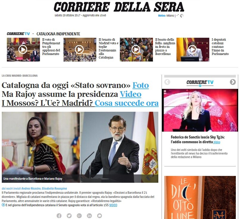 El diario italiano 'Corriere della sera'.