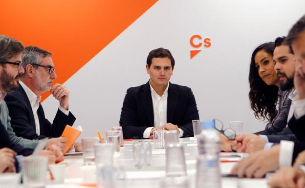 El líder de Ciudadanos, Albert Rivera, durante la reunión de la Ejecutiva Permanente. 