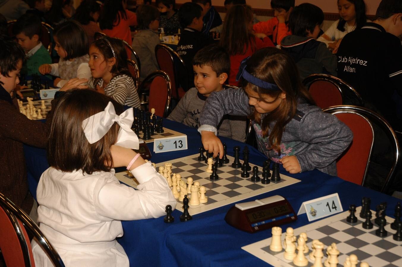 Se ha celebrado el XIV abierto de ajedrez Ribera del Ebro que organiza el Club Ajedrez de Alfaro.Esta es la segunda jornada del torneo y se ha disputado este sábado por la tarde en Cervera del Río Alhama. Al mismo tiempo ha habido simultáneas de ajedrez con el campeón riojano sub18, el cerverano Jorge Ruiz.