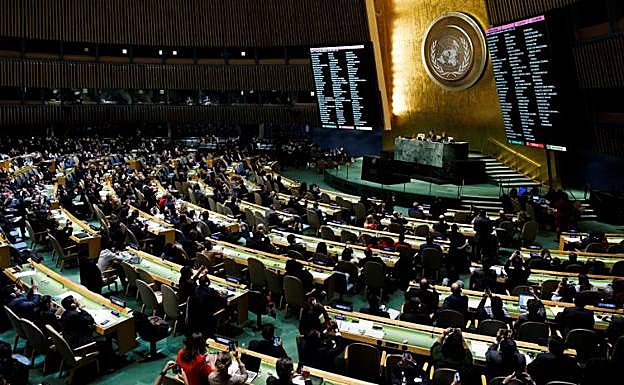 Votación de la medida en la Asamblea General de la ONU.