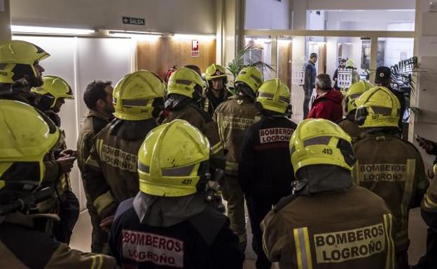 Una de las protestas de los bomberos en Logroño. 