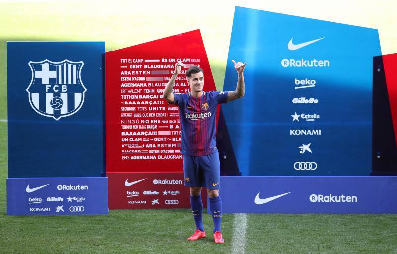 El brasileño Philippe Coutinho, durante su presentación con el Barça.