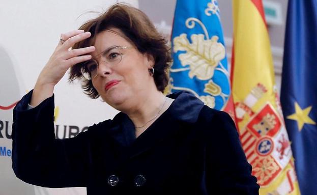 La vicepresidenta del Gobierno, Soraya Saénz de Santamaría, durante su intervención en el Fórum Europa Tribuna Mediterránea.