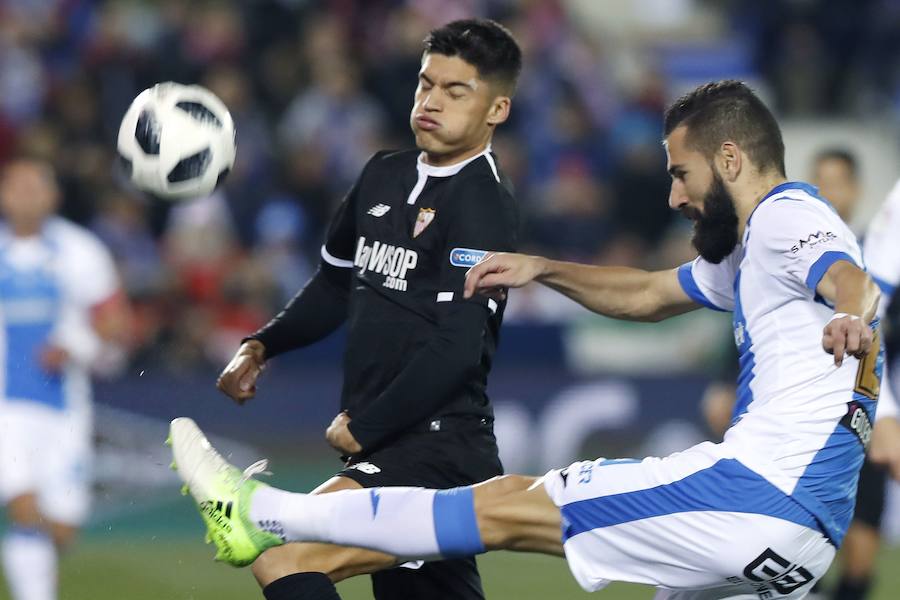 Leganés y Sevilla empataron a uno en la ida de las semifinales de la Copa del Rey que se disputó en el Estadio Municipal de Butarque. Muriel adelantó al cuadro hispalense, pero Siovas, en un lance ante Sergio Rico, anotó la igualada.