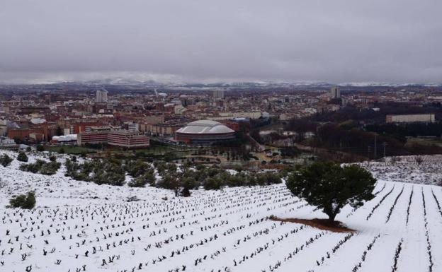 Logroño nevado visto desde el monte Canabria