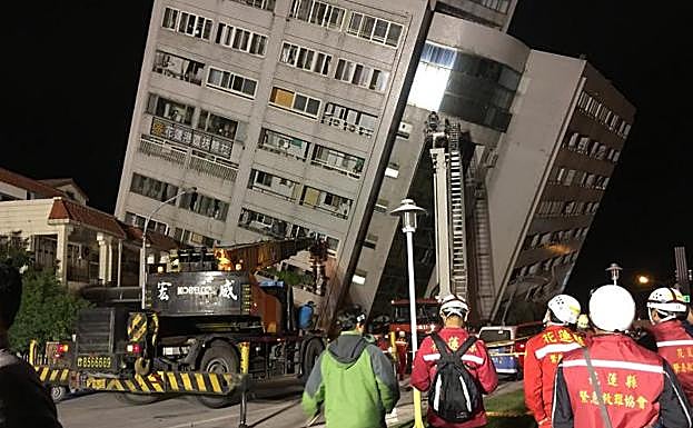 Vista del hotel Tongshuai dañado tras el terremoto.