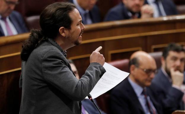 Pablo Iglesias habla en en Congreso de los Diputados. 