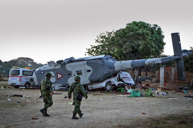 Imagen del helicóptero accidentado. :: r. c.