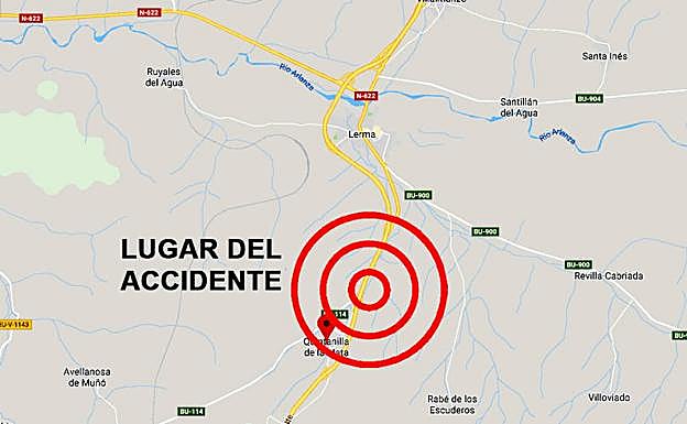 Lugar aproximado del accidente en la A1. 