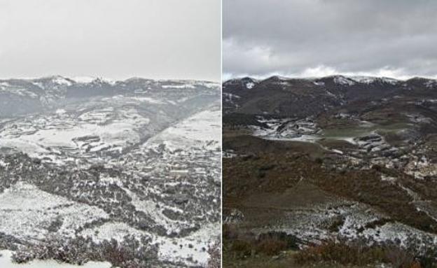 Imágenes desde la cámara web de Torrecilla de SOS Rioja de ayer y hoy