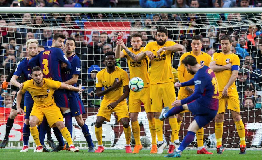 Un gran gol de Messi de falta le basta al equipo azulgrana para ganar media liga en el Camp Nou y frenar las aspiraciones del conjunto de Simeone.