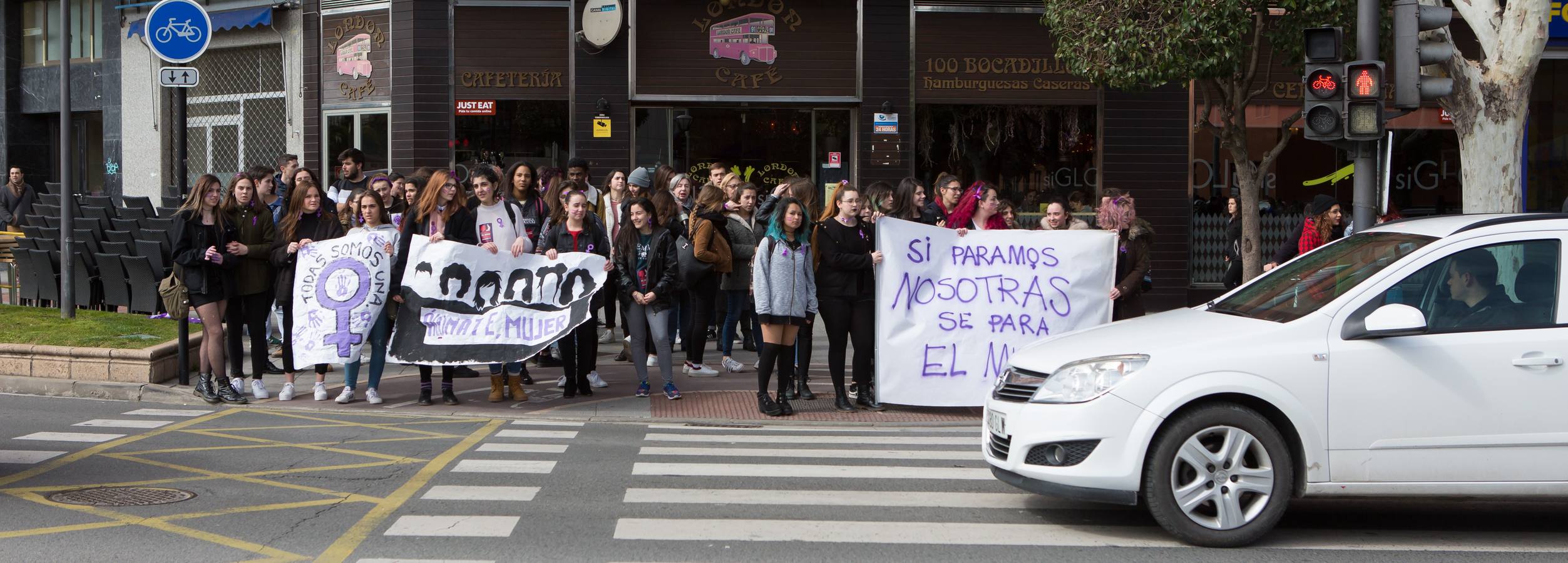 En el Día Internacional de la Mujer, las estudiantes han querido reivindicar la igualdad en una manifestación que ha partido de la UR y que ha llegado hasta la Delegación del Gobierno