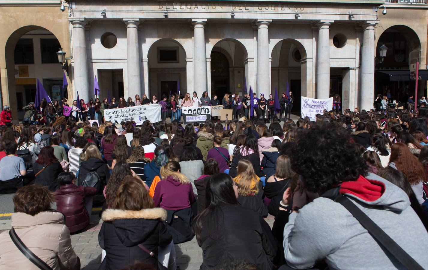 En el Día Internacional de la Mujer, las estudiantes han querido reivindicar la igualdad en una manifestación que ha partido de la UR y que ha llegado hasta la Delegación del Gobierno