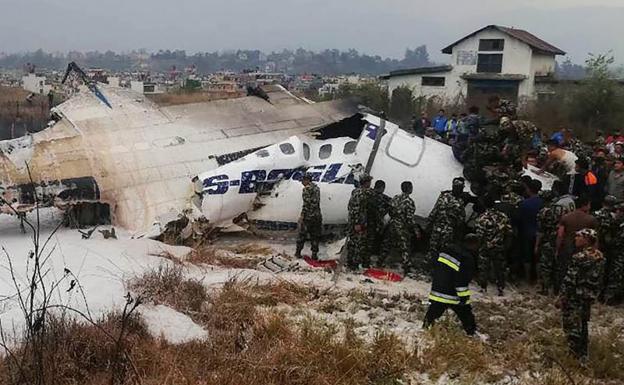 El avión accidentado en Katmandú.