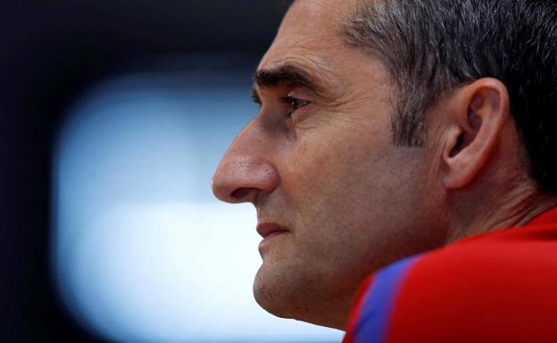 Ernesto Valverde, durante la rueda de prensa